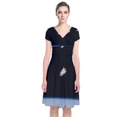 Amazing Stunning Astronaut Amazed Short Sleeve Front Wrap Dress