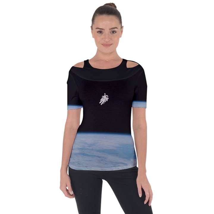 Amazing Stunning Astronaut Amazed Shoulder Cut Out Short Sleeve Top