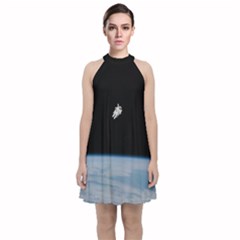 Amazing Stunning Astronaut Amazed Velvet Halter Neckline Dress 