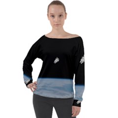 Amazing Stunning Astronaut Amazed Off Shoulder Long Sleeve Velour Top