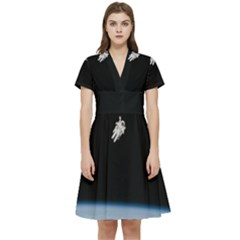 Amazing Stunning Astronaut Amazed Short Sleeve Waist Detail Dress by Proyonanggan