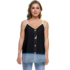 Amazing Stunning Astronaut Amazed Casual Spaghetti Strap Chiffon Top