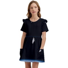 Amazing Stunning Astronaut Amazed Kids  Frilly Sleeves Pocket Dress by Proyonanggan