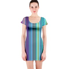 Color Stripes Short Sleeve Bodycon Dress by Proyonanggan