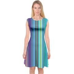 Color Stripes Capsleeve Midi Dress by Proyonanggan