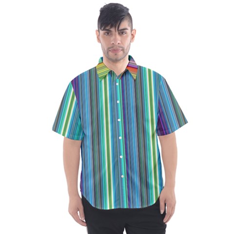 Color Stripes Men s Short Sleeve Shirt by Proyonanggan