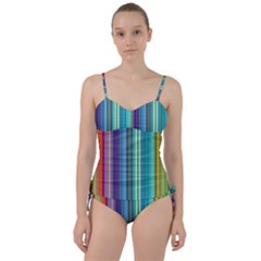 Color Stripes Sweetheart Tankini Set