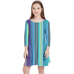 Color Stripes Kids  Quarter Sleeve Skater Dress