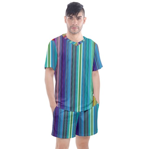 Color Stripes Men s Mesh Tee And Shorts Set by Proyonanggan