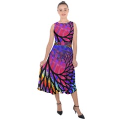 3d Fractal Mandelbulb Midi Tie-back Chiffon Dress by Proyonanggan