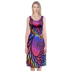 3d Fractal Mandelbulb Midi Sleeveless Dress