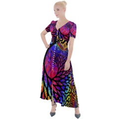 3d Fractal Mandelbulb Button Up Short Sleeve Maxi Dress by Proyonanggan