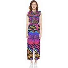 3d Fractal Mandelbulb Women s Frill Top Chiffon Jumpsuit