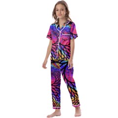 3d Fractal Mandelbulb Kids  Satin Short Sleeve Pajamas Set by Proyonanggan