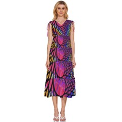 3d Fractal Mandelbulb V-neck Drawstring Shoulder Sleeveless Maxi Dress by Proyonanggan