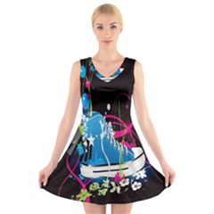 Sneakers Shoes Patterns Bright V-neck Sleeveless Dress