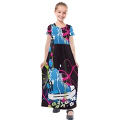 Sneakers Shoes Patterns Bright Kids  Short Sleeve Maxi Dress by Proyonanggan