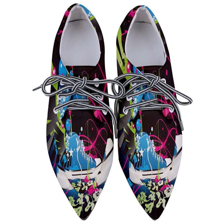 Sneakers Shoes Patterns Bright Pointed Oxford Shoes