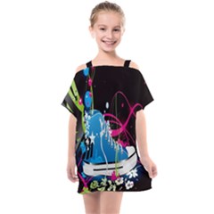 Sneakers Shoes Patterns Bright Kids  One Piece Chiffon Dress by Proyonanggan