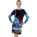 Sneakers Shoes Patterns Bright Long Sleeve Hoodie Dress View1