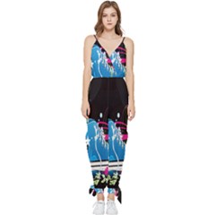 Sneakers Shoes Patterns Bright Sleeveless Tie Ankle Chiffon Jumpsuit by Proyonanggan