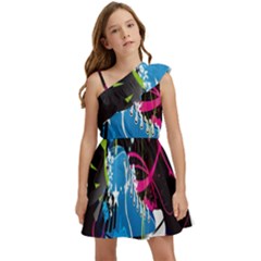 Sneakers Shoes Patterns Bright Kids  One Shoulder Party Dress by Proyonanggan