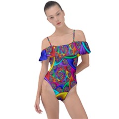 Color Spiral Frill Detail One Piece Swimsuit by Proyonanggan