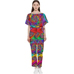 Color Spiral Batwing Lightweight Chiffon Jumpsuit by Proyonanggan