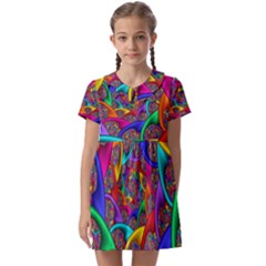 Color Spiral Kids  Asymmetric Collar Dress by Proyonanggan