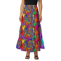 Color Spiral Tiered Ruffle Maxi Skirt by Proyonanggan