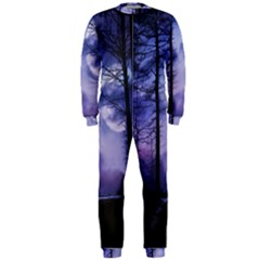 Moonlit A Forest At Night With A Full Moon Onepiece Jumpsuit (men)