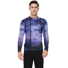 Moonlit A Forest At Night With A Full Moon Men s Long Sleeve Rash Guard