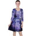 Moonlit A Forest At Night With A Full Moon Quarter Sleeve Ruffle Waist Dress View1