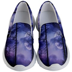 Moonlit A Forest At Night With A Full Moon Kids Lightweight Slip Ons