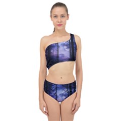 Moonlit A Forest At Night With A Full Moon Spliced Up Two Piece Swimsuit