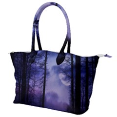 Moonlit A Forest At Night With A Full Moon Canvas Shoulder Bag