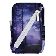 Moonlit A Forest At Night With A Full Moon Belt Pouch Bag (large)