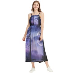 Moonlit A Forest At Night With A Full Moon Boho Sleeveless Summer Dress