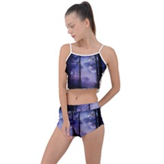 Moonlit A Forest At Night With A Full Moon Summer Cropped Co-ord Set