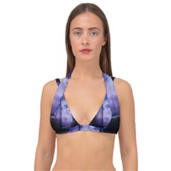 Moonlit A Forest At Night With A Full Moon Double Strap Halter Bikini Top