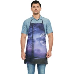 Moonlit A Forest At Night With A Full Moon Kitchen Apron by Proyonanggan