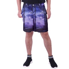 Moonlit A Forest At Night With A Full Moon Men s Pocket Shorts