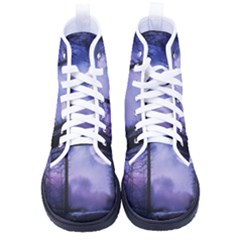 Moonlit A Forest At Night With A Full Moon Kid s High-top Canvas Sneakers