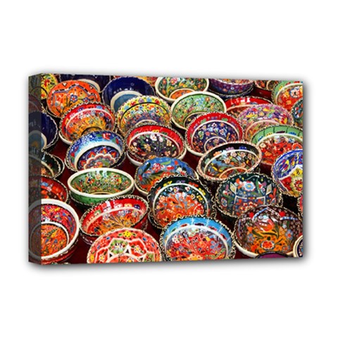 Art Background Bowl Ceramic Color Deluxe Canvas 18  X 12  (stretched)