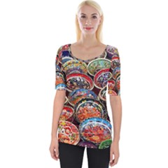 Art Background Bowl Ceramic Color Wide Neckline Tee