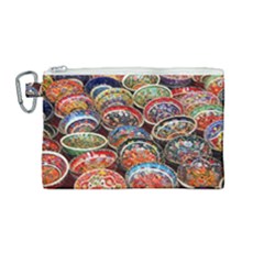 Art Background Bowl Ceramic Color Canvas Cosmetic Bag (medium)