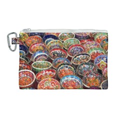 Art Background Bowl Ceramic Color Canvas Cosmetic Bag (large)