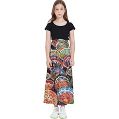 Art Background Bowl Ceramic Color Kids  Flared Maxi Skirt