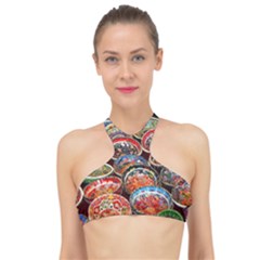 Art Background Bowl Ceramic Color High Neck Bikini Top