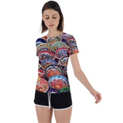 Art Background Bowl Ceramic Color Back Circle Cutout Sports Tee